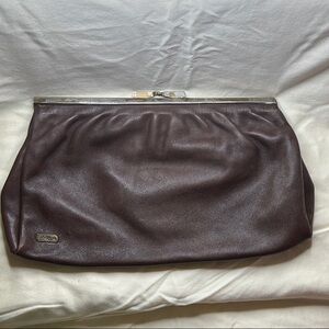 XL Vintage 80’s Brown Leather Clutch by Phillippe